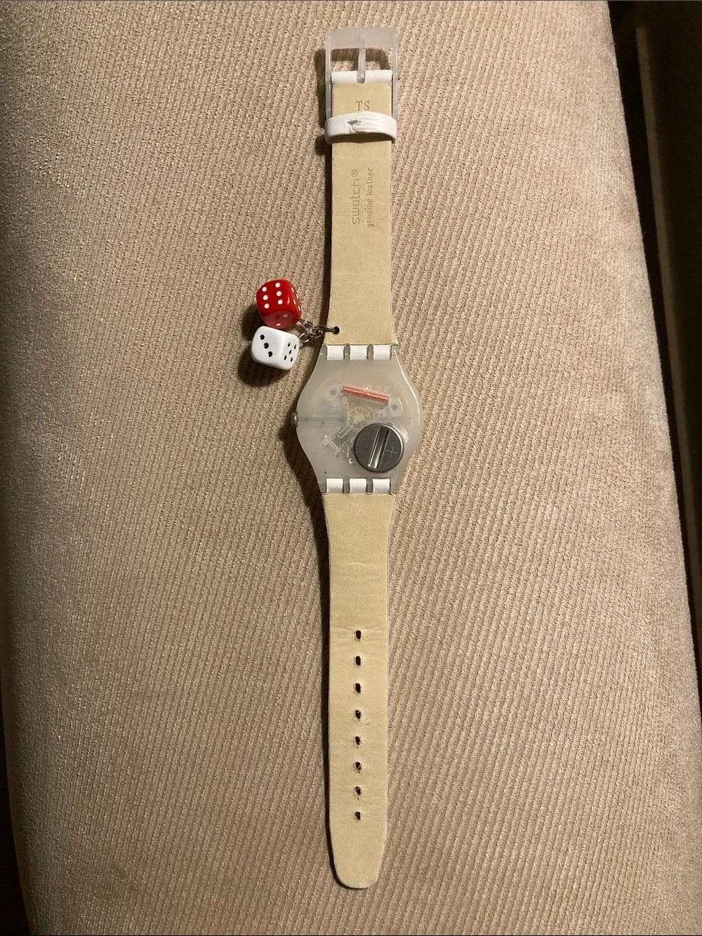 Swatch White and Red ‘Star Feelings’ Watch with Dice Charms - New